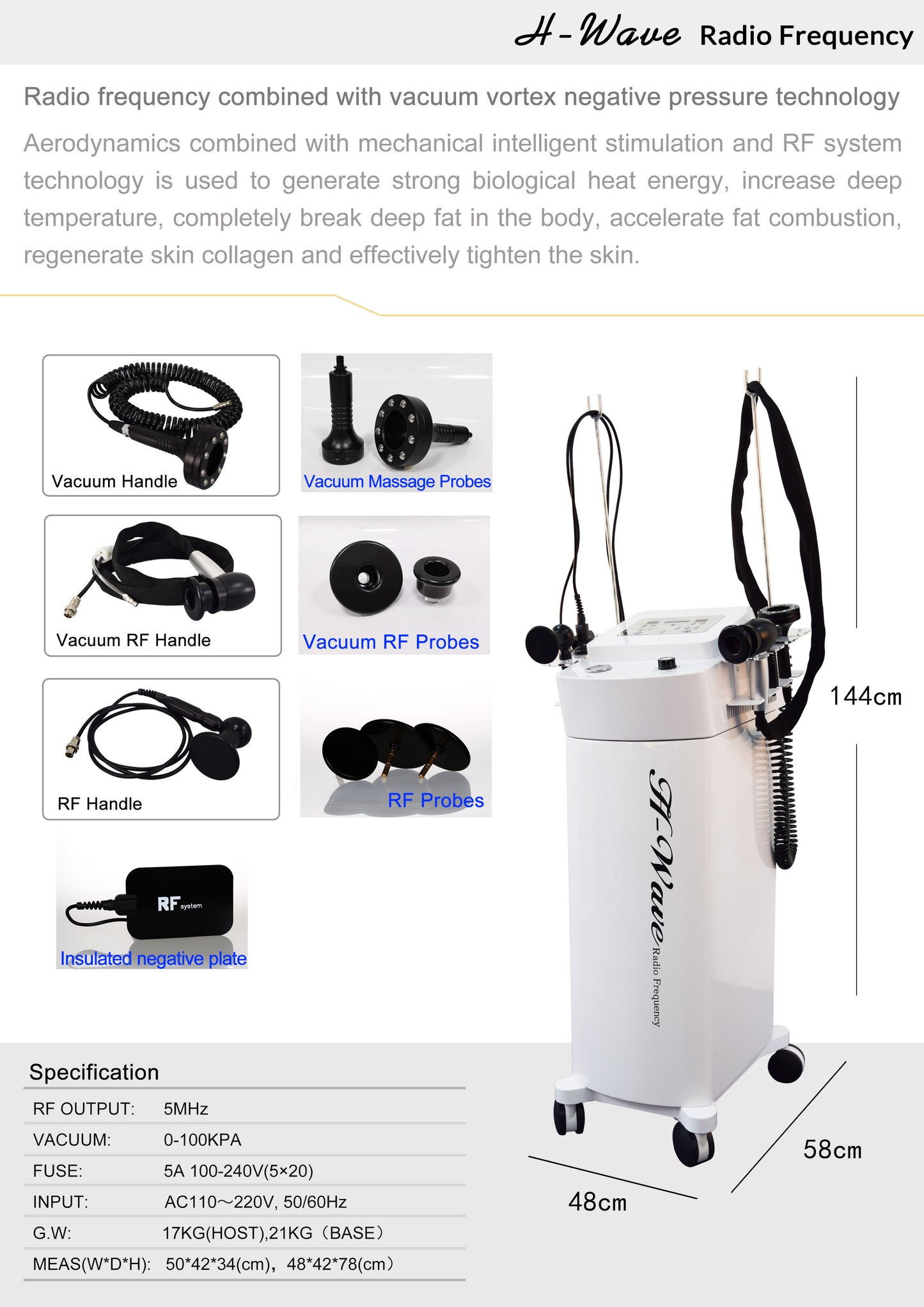 Vacuum RF Weight Loss Monopolar RF Skin Rejuvenation