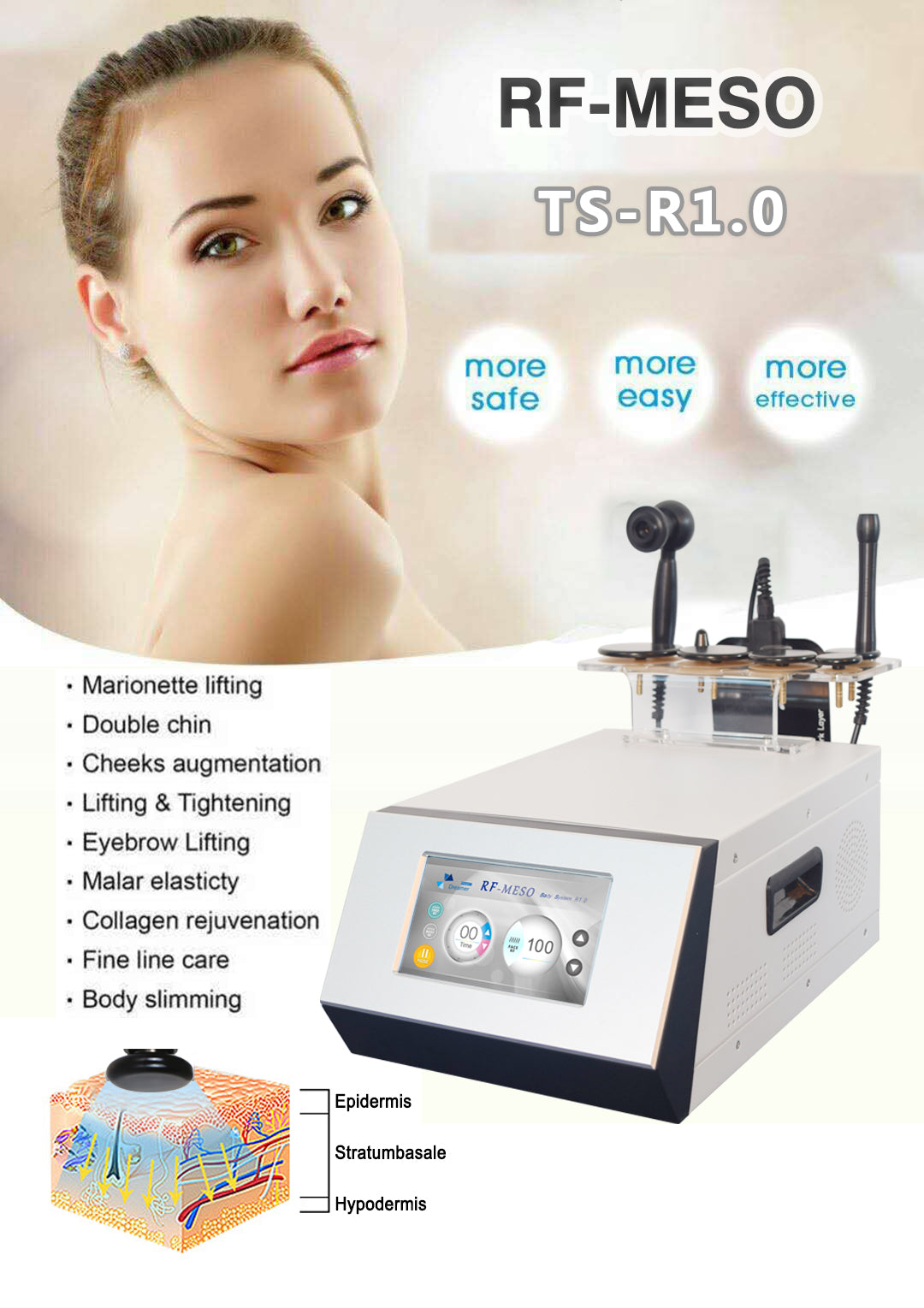 RF-MESO Monopolar RF radio frequency Skin Rejuvenation 7 Probes skin lifting beauty machine