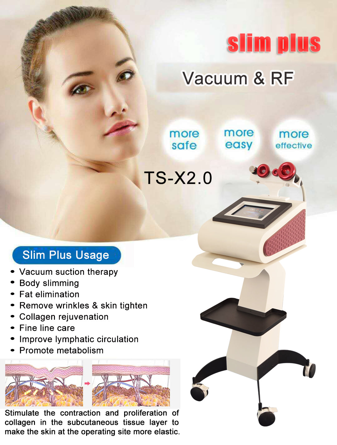 Máquina de belleza de liposucción multifunción al vacío Slim Plus RF
