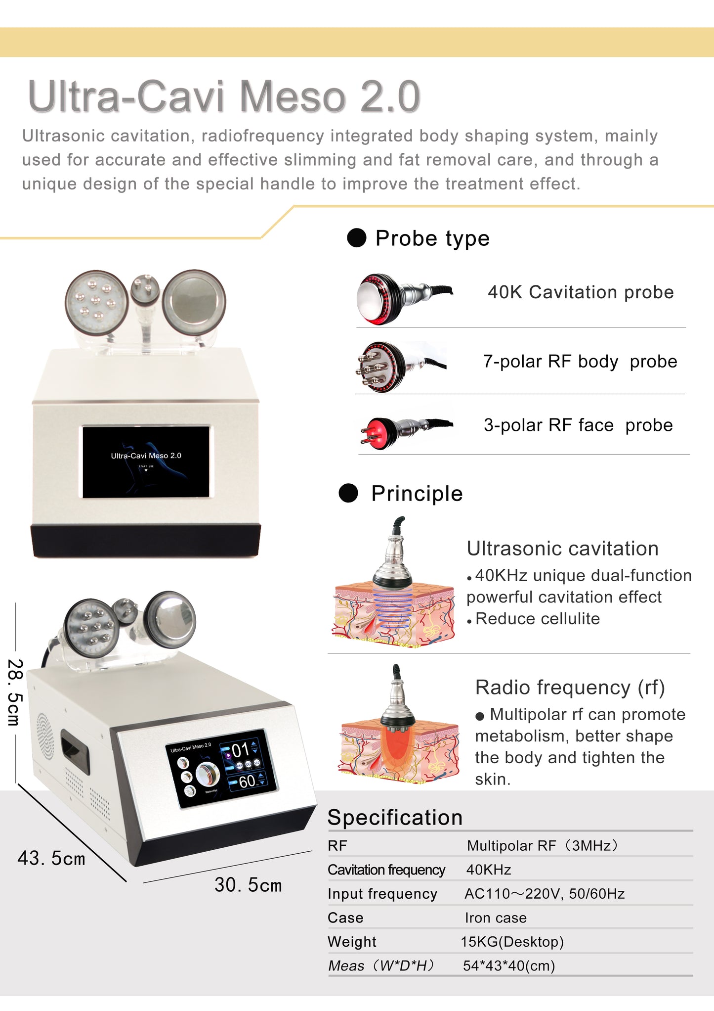 Cavitación ultrasónica RF ultrasond radiofrecuencia belleza adelgazamiento máquina