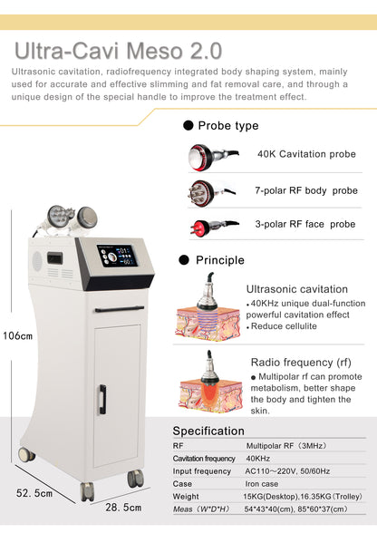 Máquina de adelgazamiento de belleza de radiofrecuencia RF de cavitación ultrasónica