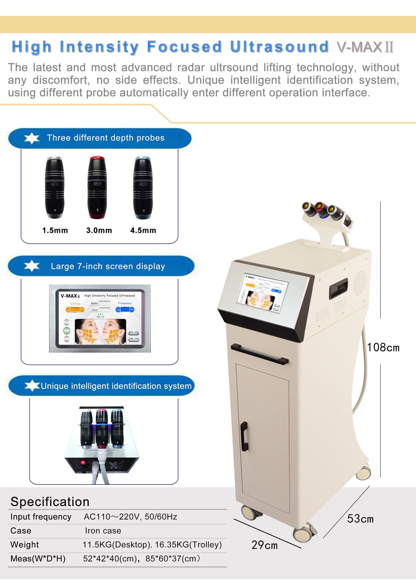 V-MAX Ⅱ High intensity fucused ultrasound HIFU beauty machine