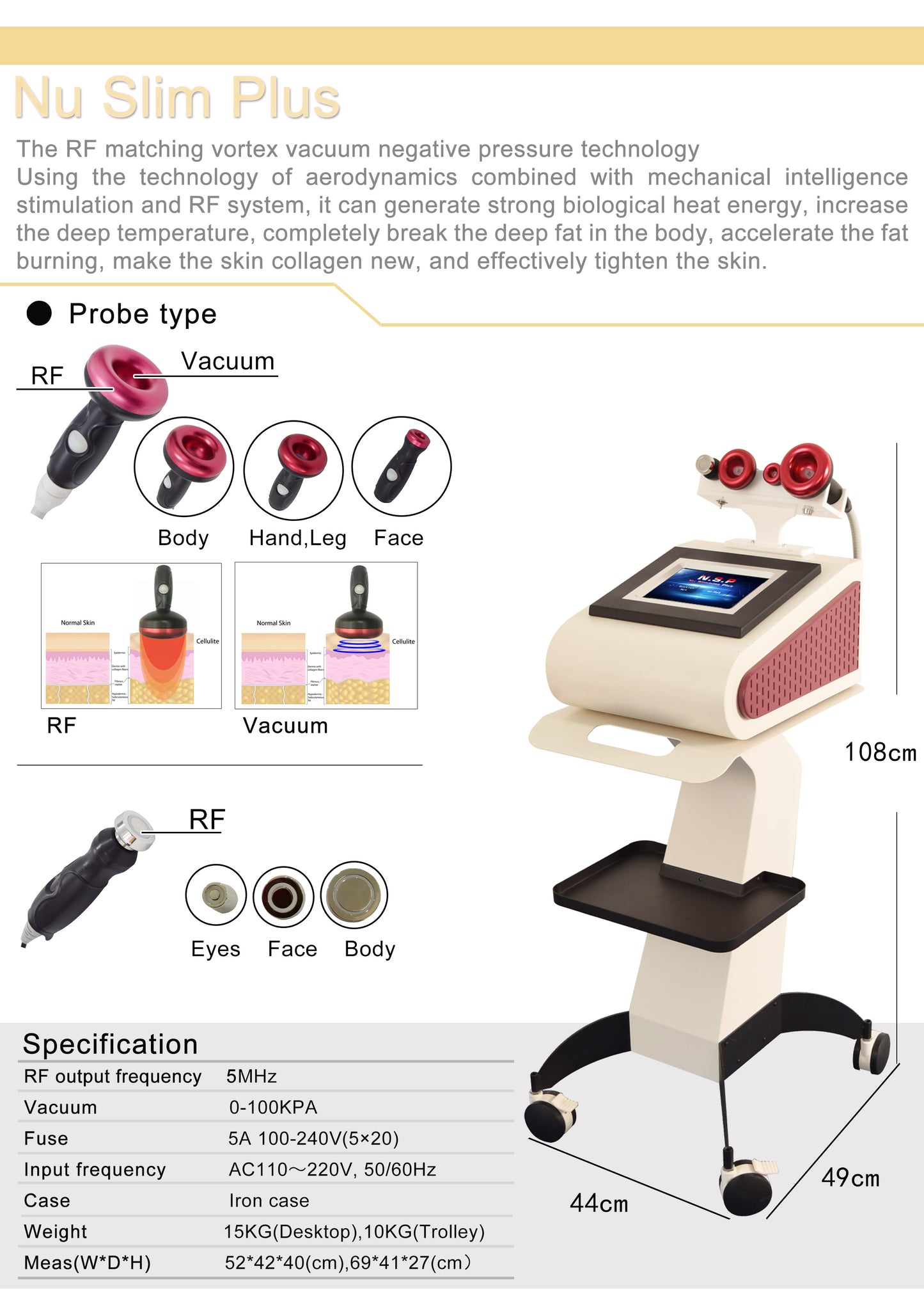Slim Plus RF vacuum Multifunctional RF liposuction beauty  equipment